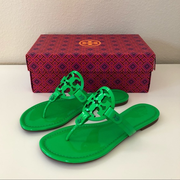 tory burch green flip flops